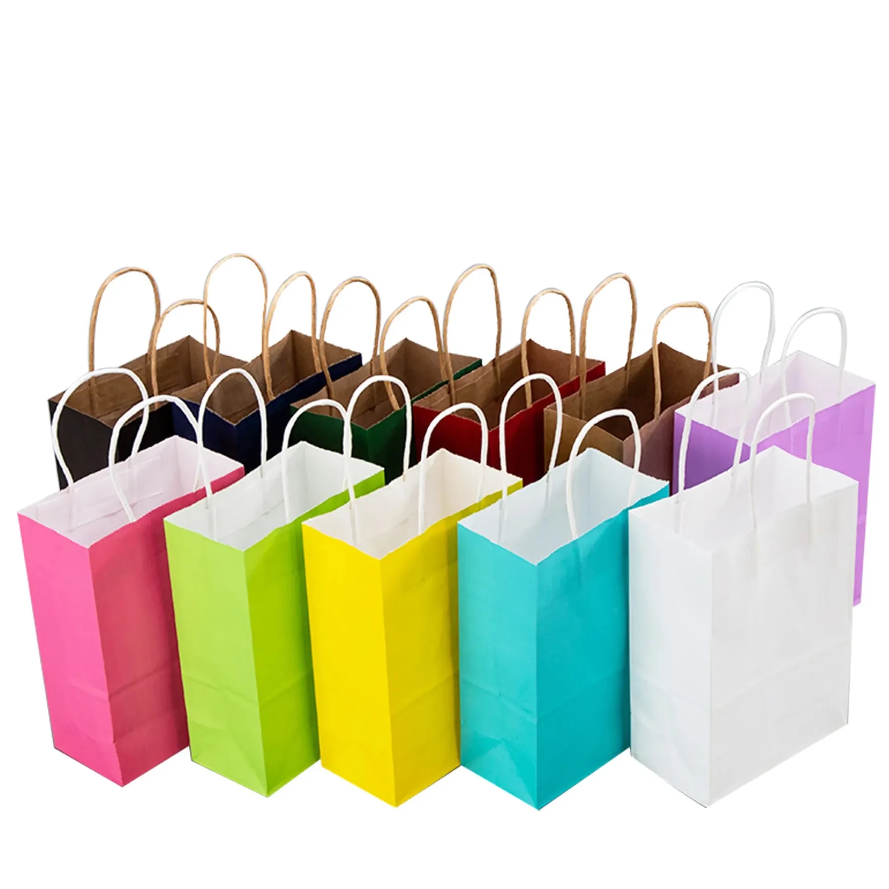 Colorful Gift Shopping Bags Brown Packaging Kraft Paper 2