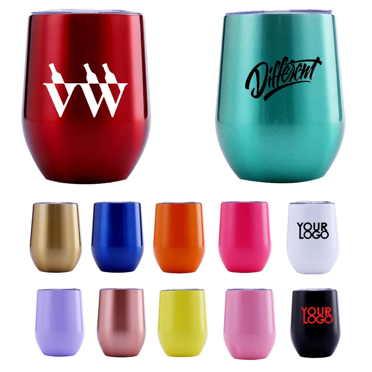12 oz Coffee Mug Wine Insulated Tumblers With Lids 2