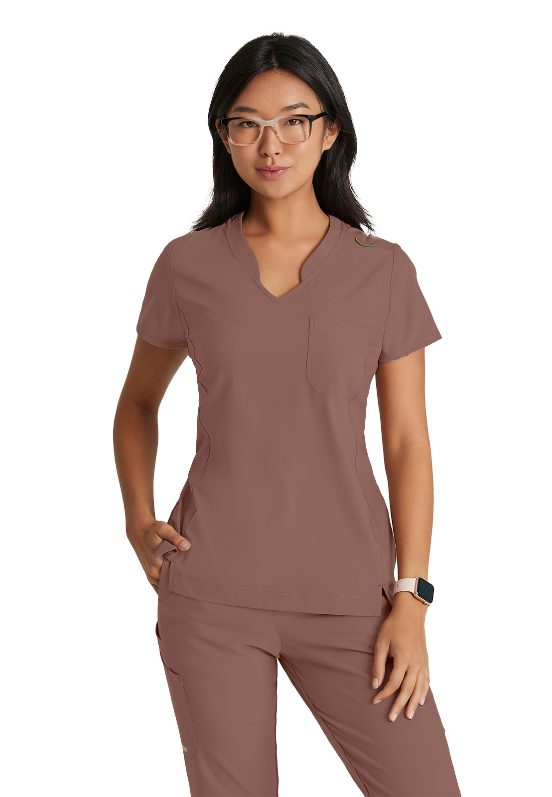 Grey's Anatomy Evolve Stretch - Women's One-Pocket Banded V-Neck Sway Scrub Top 7