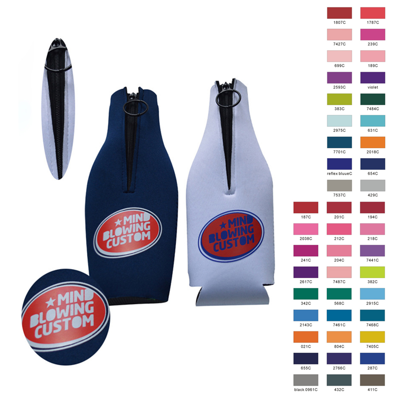 Collapsible Neoprene Bottle/Can Cooler, custom koozie with logo imprint 2