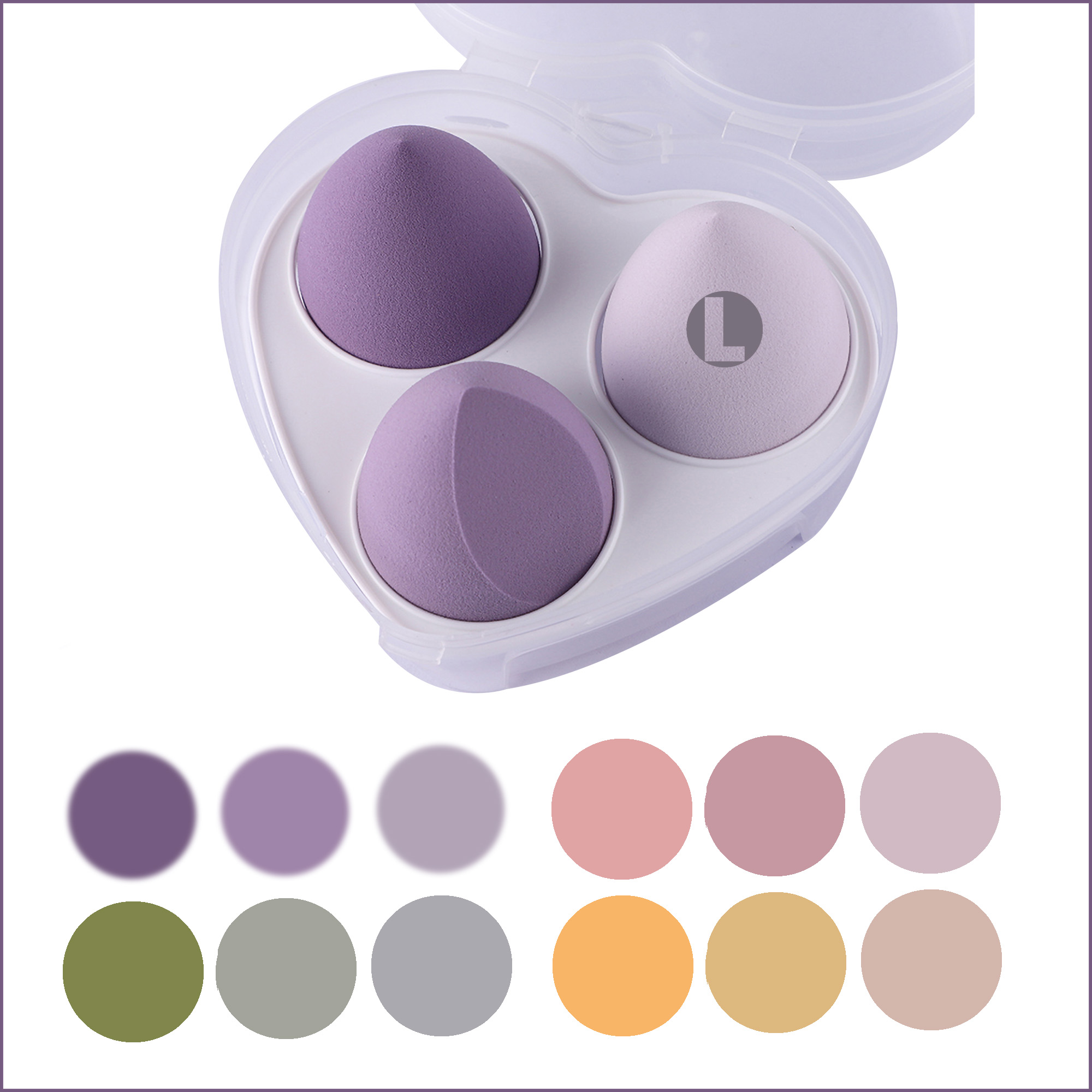 Makeup Sponge Beauty Blender 3 Pcs Case Cream Powder Liquid 2
