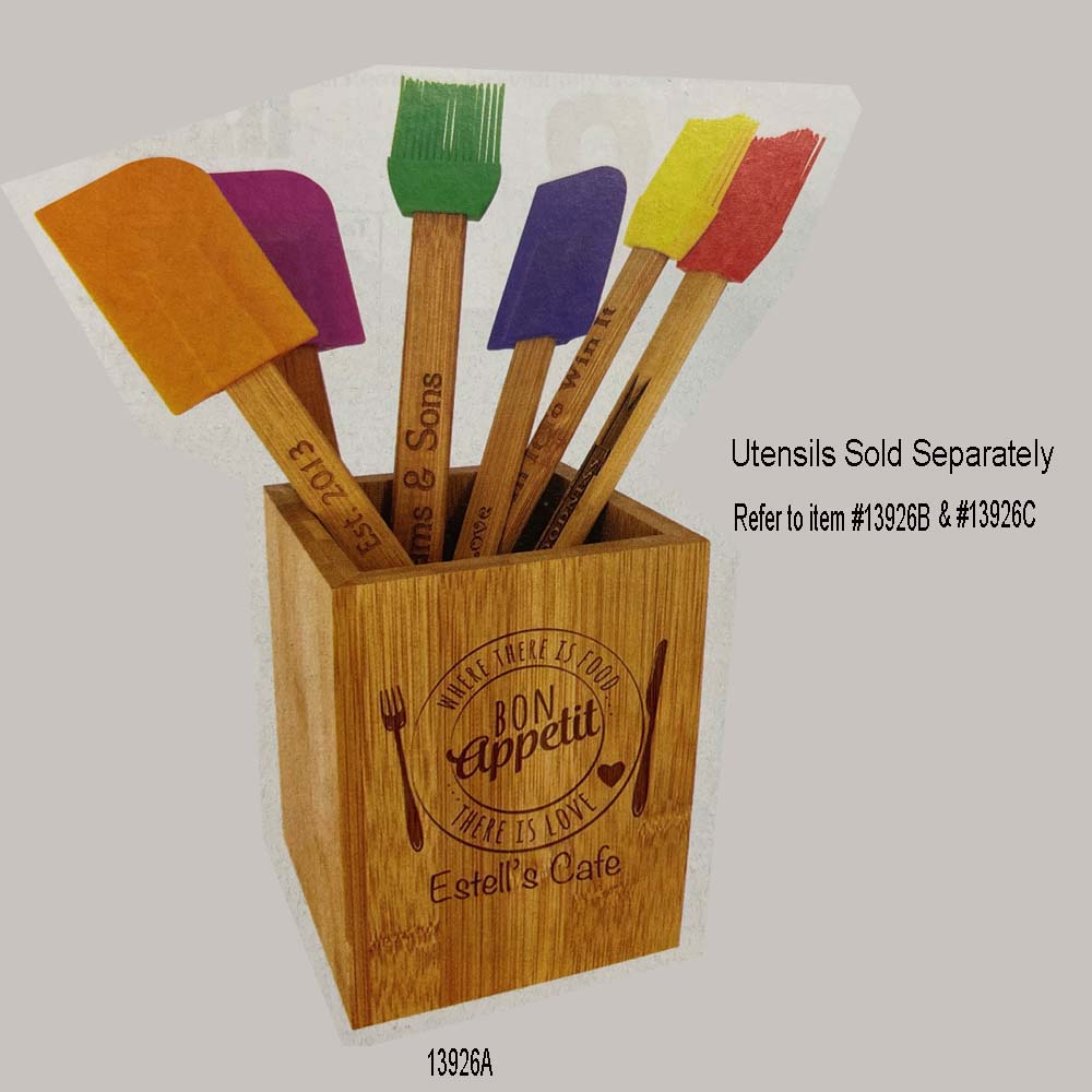 Bamboo Utensil Holder 2