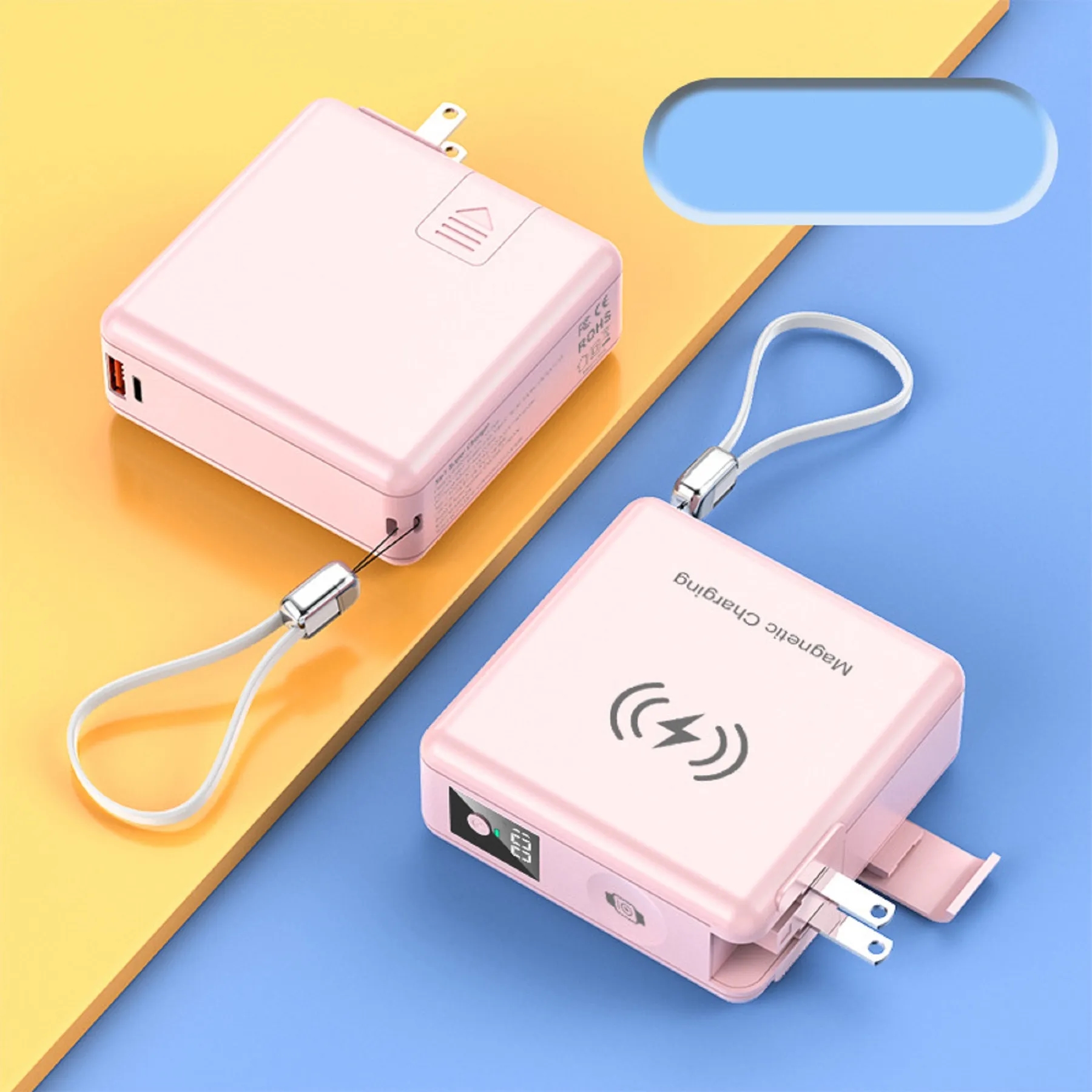 15000 mAh Magnetic Wireless Charging Power Bank with Plug 2