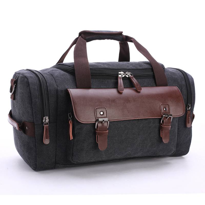 Expandable Canvas Genuine Leather Duffle Bag 5