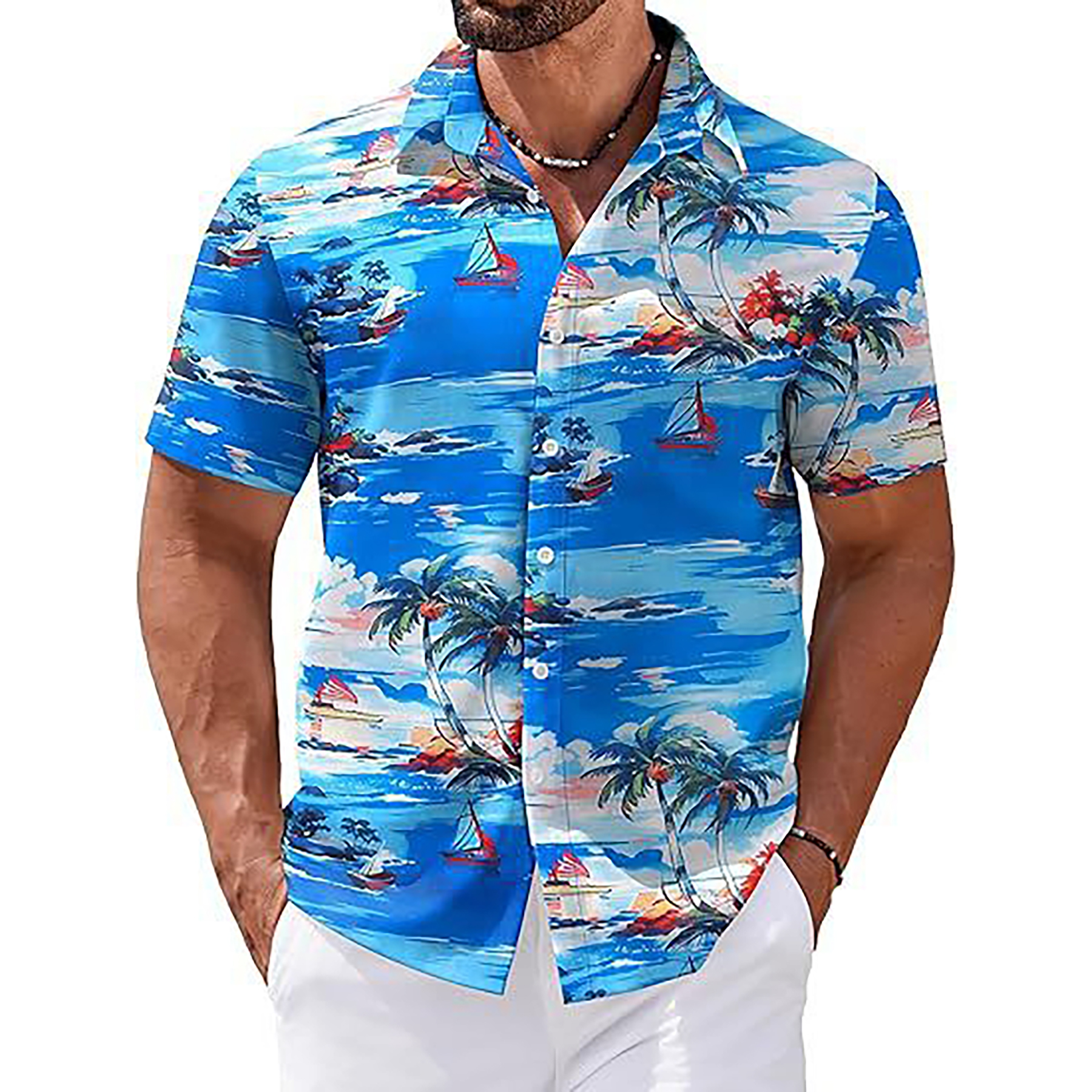 Men's Tropical Floral Beach Shirt 12