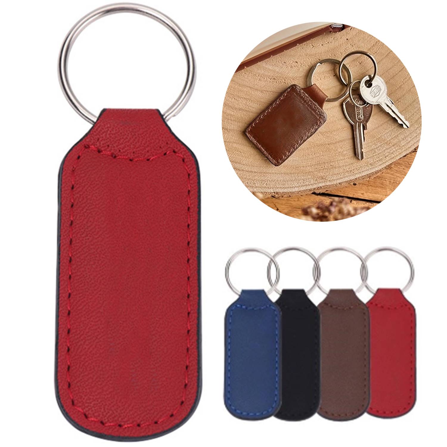 PU Leather Rectangle Keychain 10