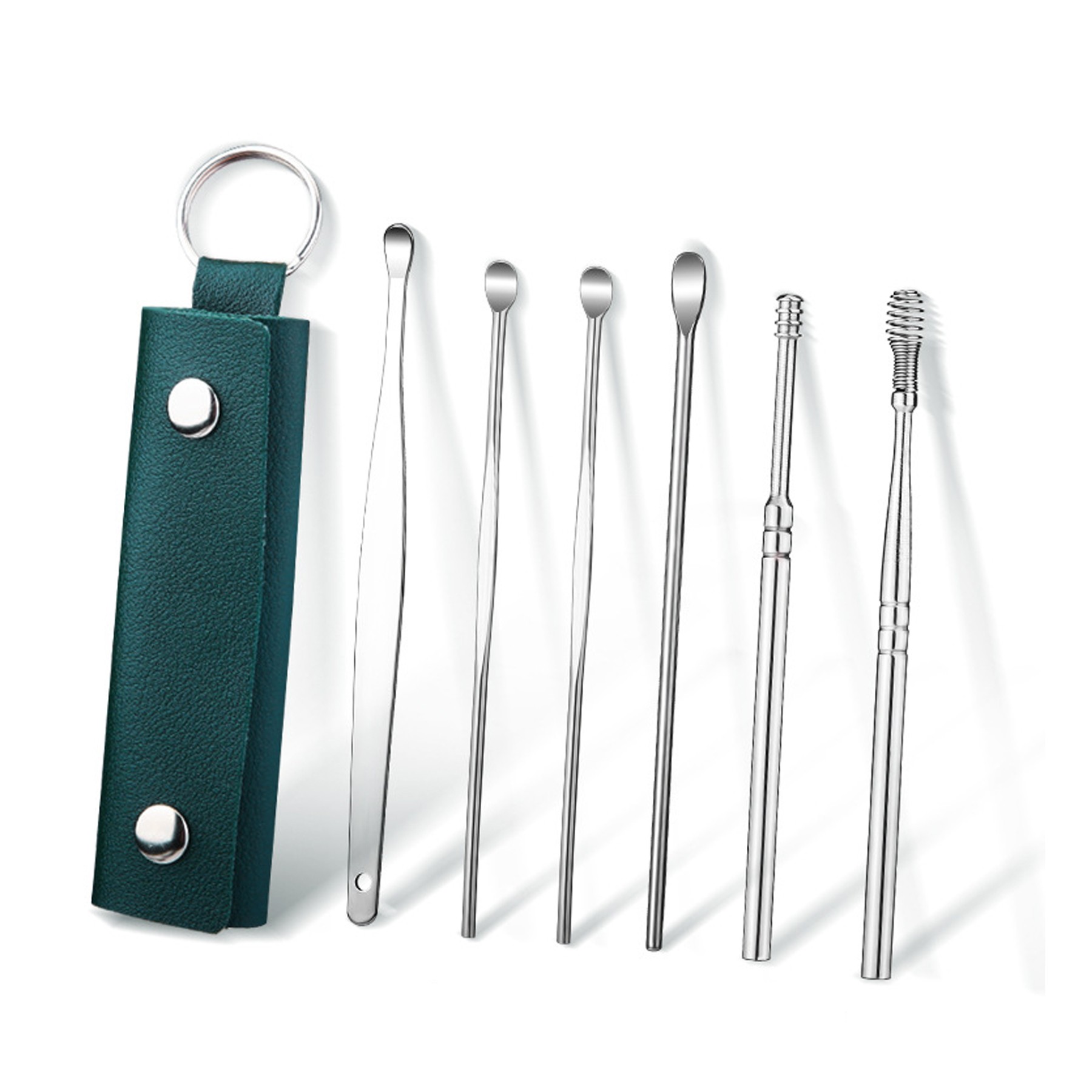 6 Pcs Ear Pick Earwax Removal Kit With Lether Bag 2