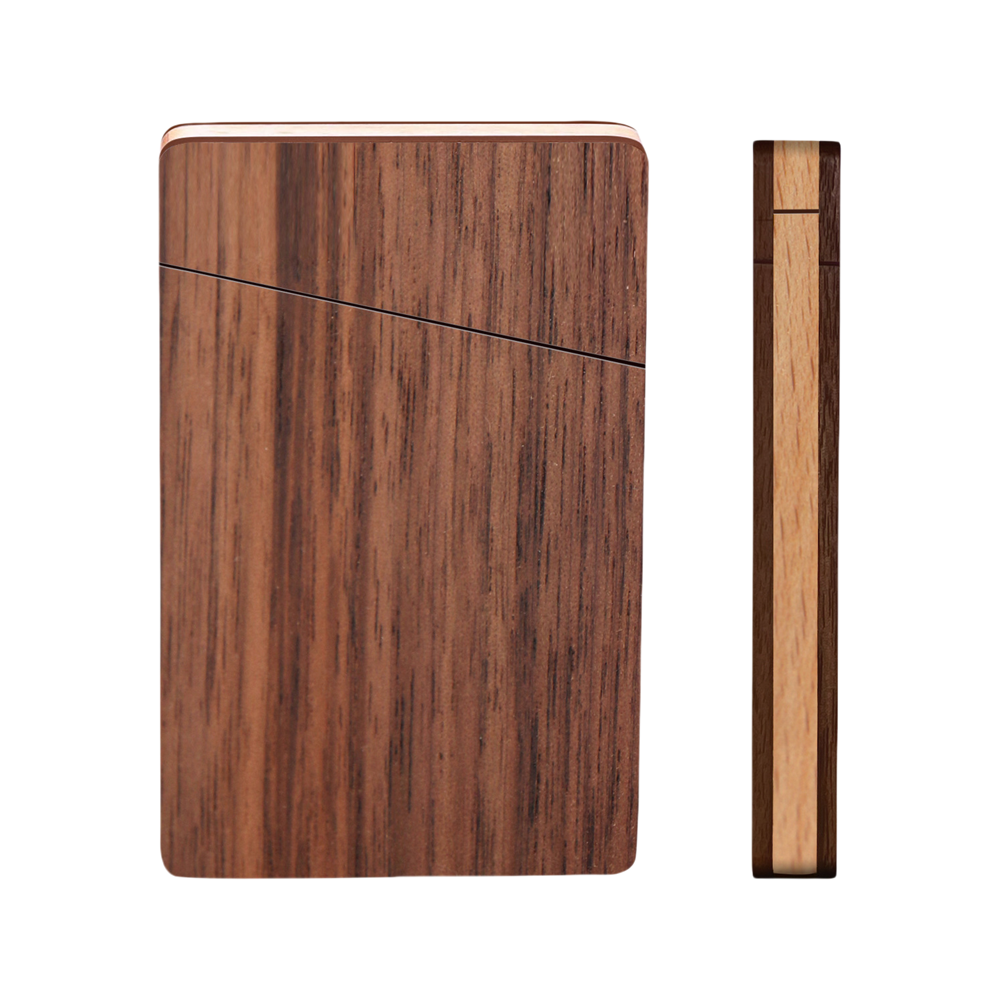 Walnut Business Card Holder Portable Wooden Card Case Compact 4