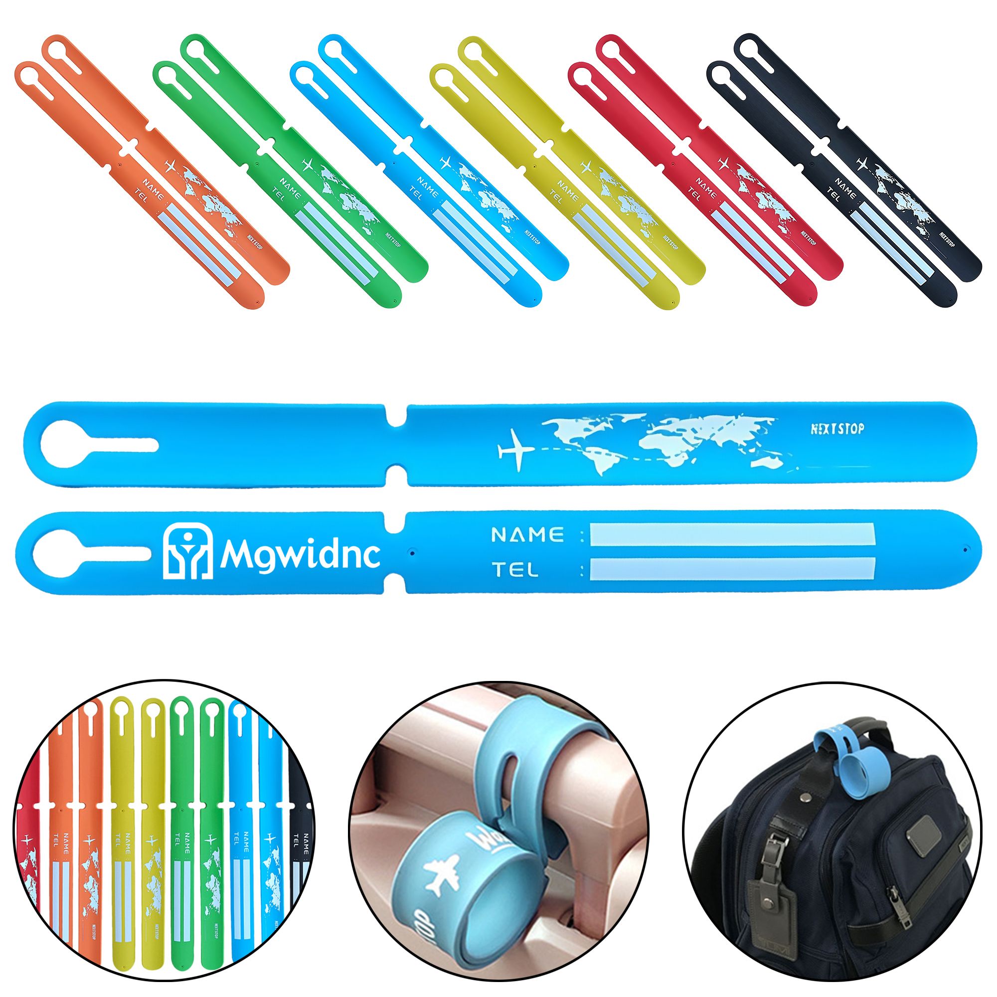 Reusable Silicone Luggage Tag Wristband for Travel Backpack Suitcase Anti-Loss Anti-Peeping