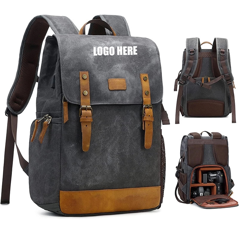 Canvas Camera Backpack 20L Vintage Style For Photographers 4