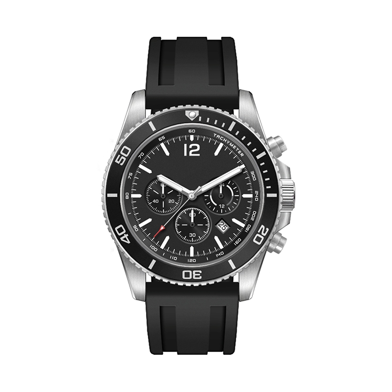WC5842 42.5 STEEL MATTE SILVER CASE, CHRONOGRAPH MVMT, BLACK DIAL, DTE DISPLAY, BK ROTATING BEZEL, SILICON 1