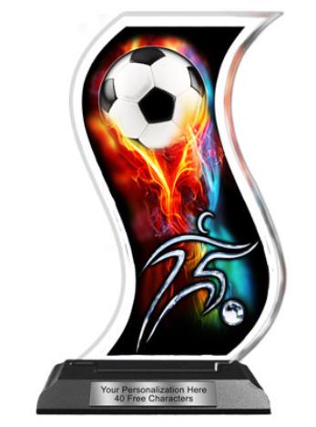 Acrylic Trophy: 6" Curve Shape, (Event type/design 1