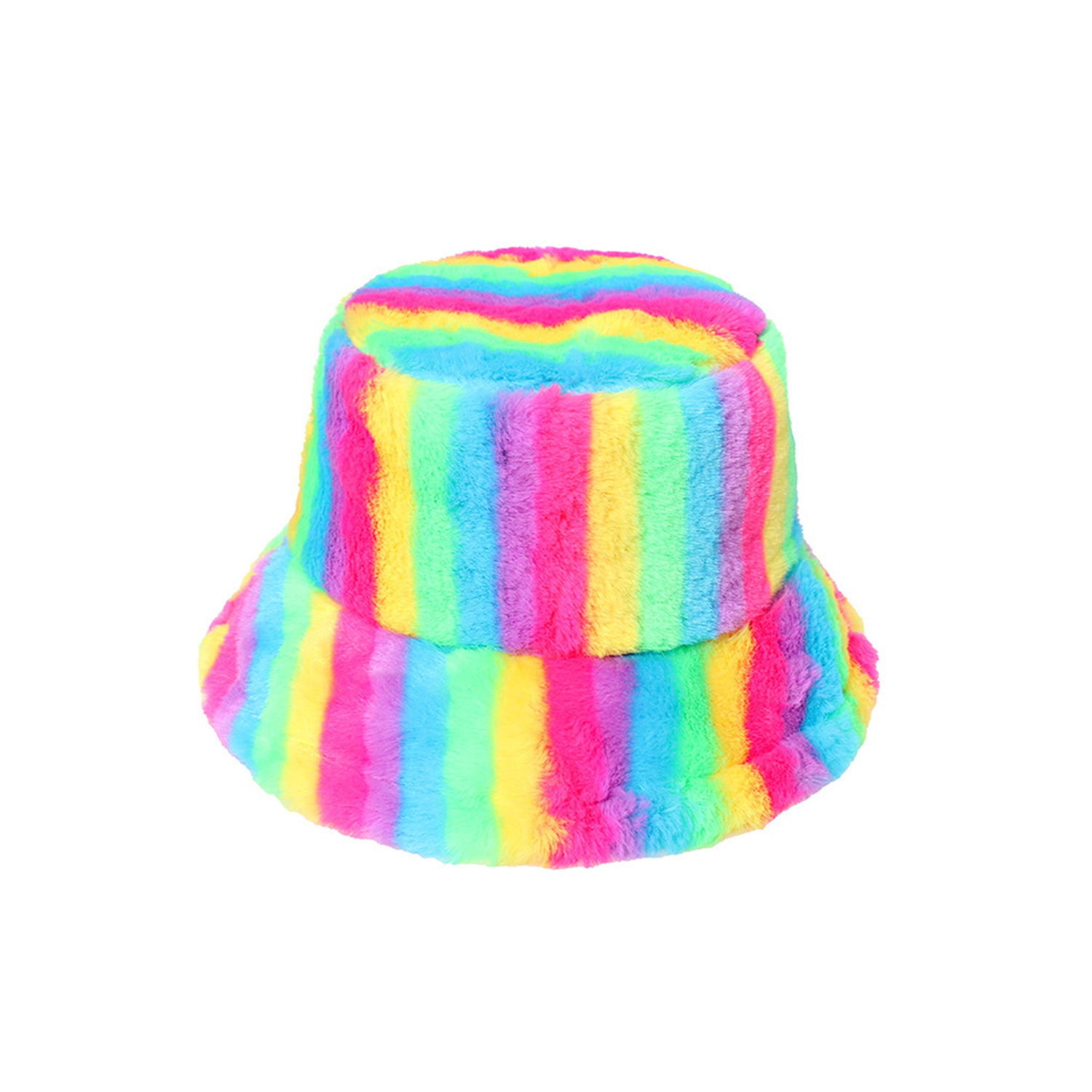 Winter Cute Rainbow Fluffy Bucket Hat 6