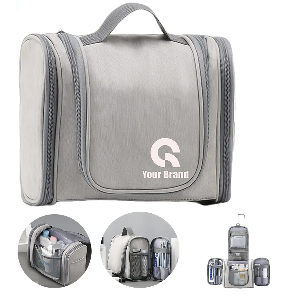 Pu Leather Hanging Travel Toiletry Bag All-Over Printing 4