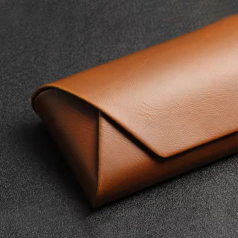 Super Hot Customized Logo Eyeglasses Box Retro Vintage Glasses Pouches PU Eyewear Bag Leather Custom 4