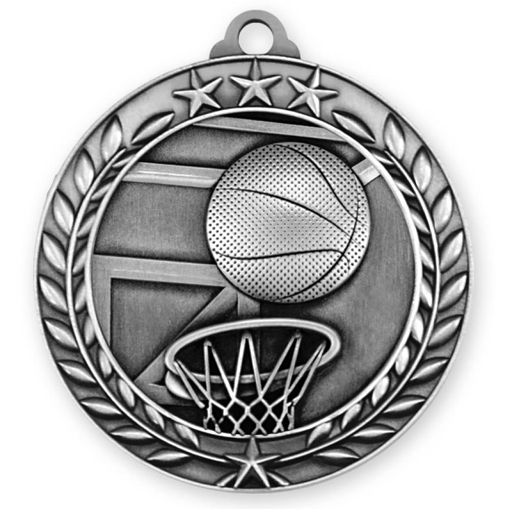 Basketball Wreath Award Medallion (2-3/4") 1