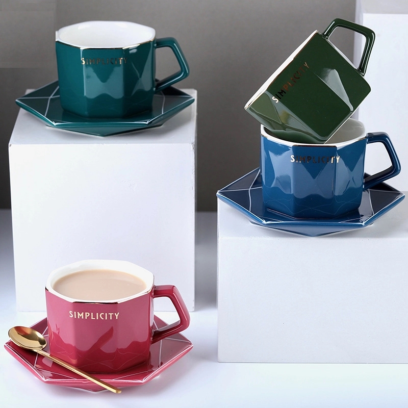 Custom 6 oz Ceramic Coffee Mug Saucer Set 3