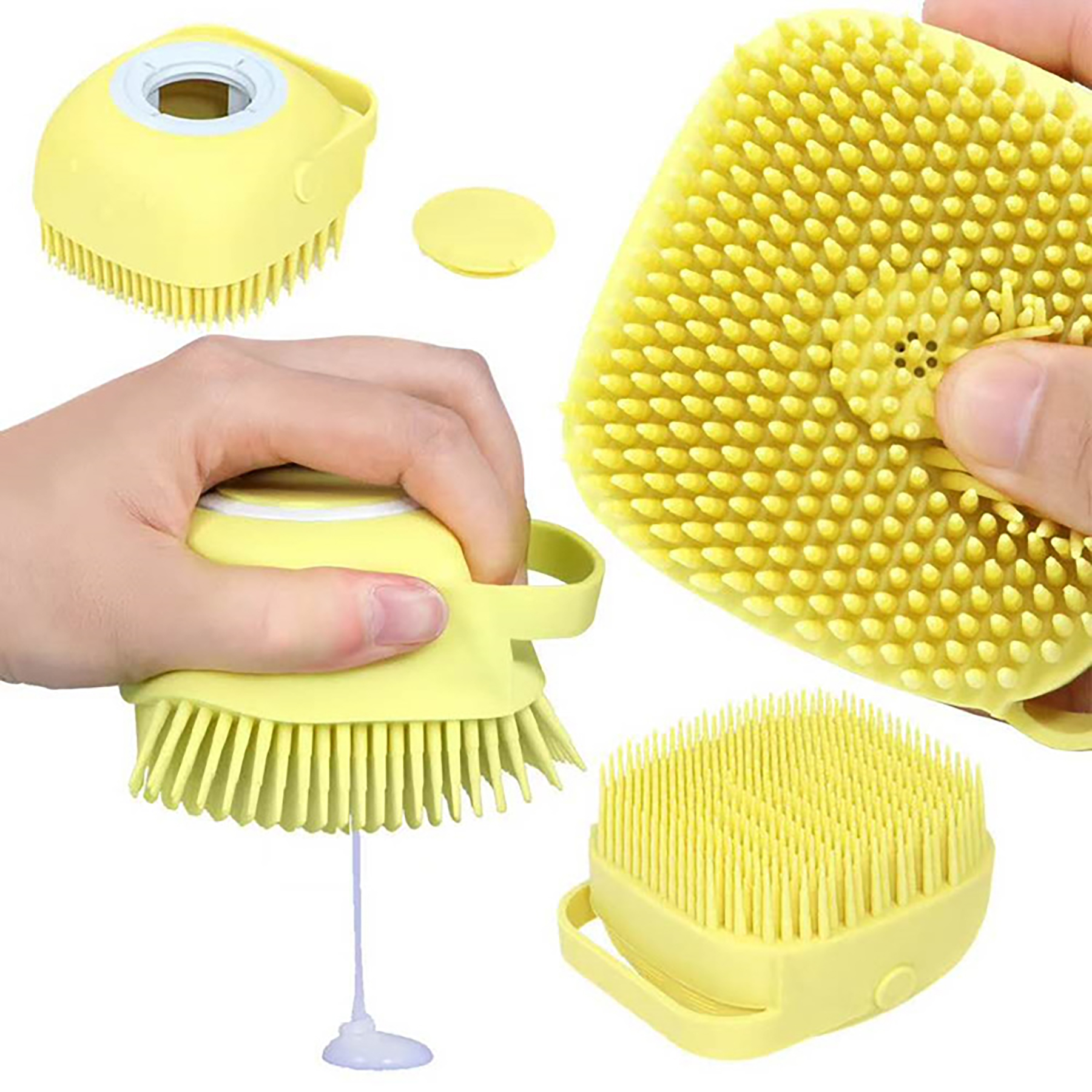 Pet Bath Silicone Massage Brush with Shampoo Box 4