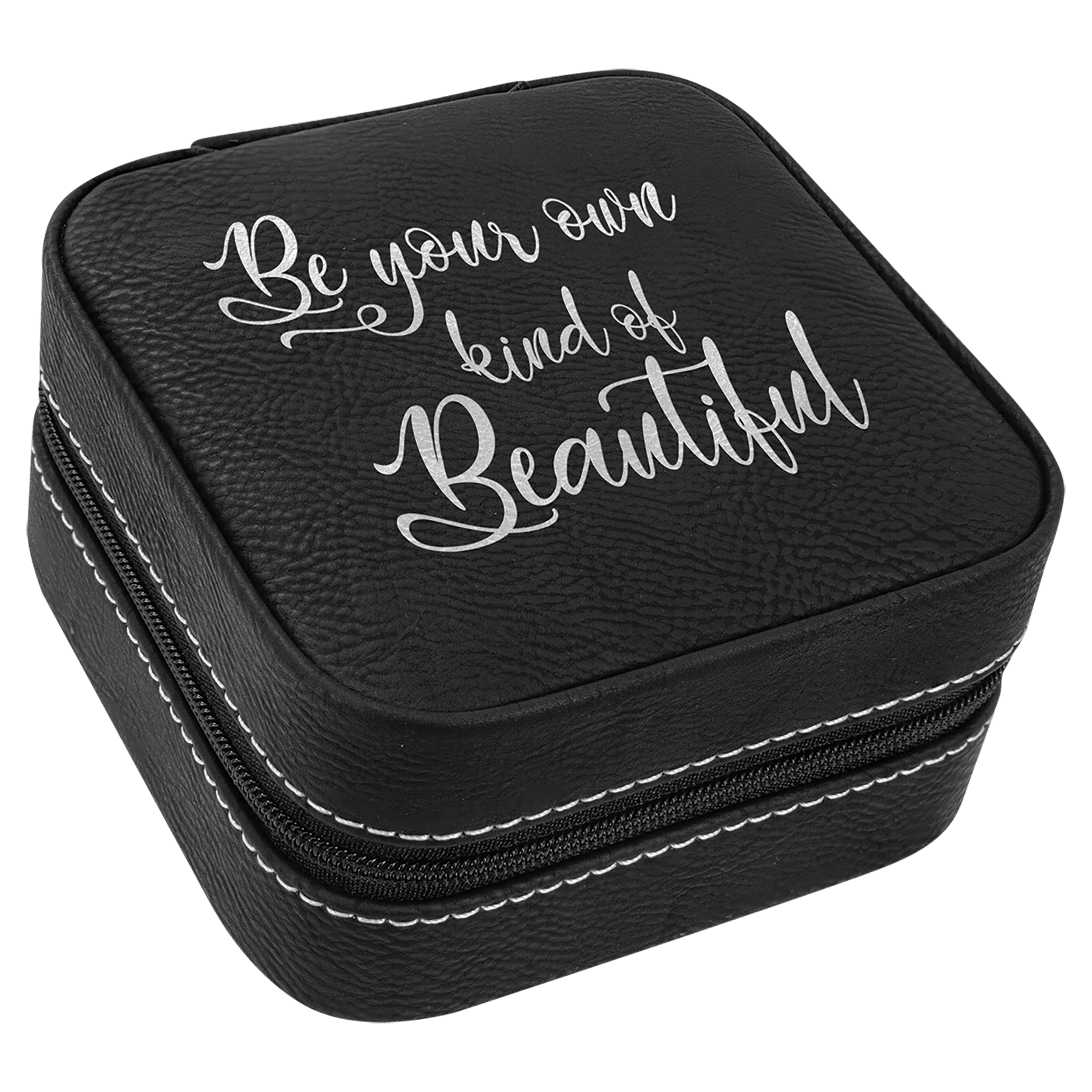 4" X 4" Laserable Leatherette Travel Jewelry Box With Tan Lining 9