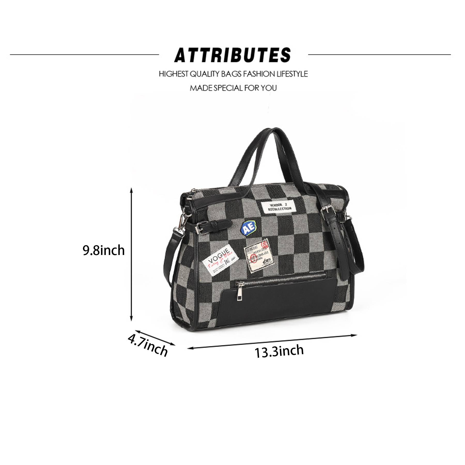 Canvas Street Trend Crossbody Bag for Women - Black/Blue 6