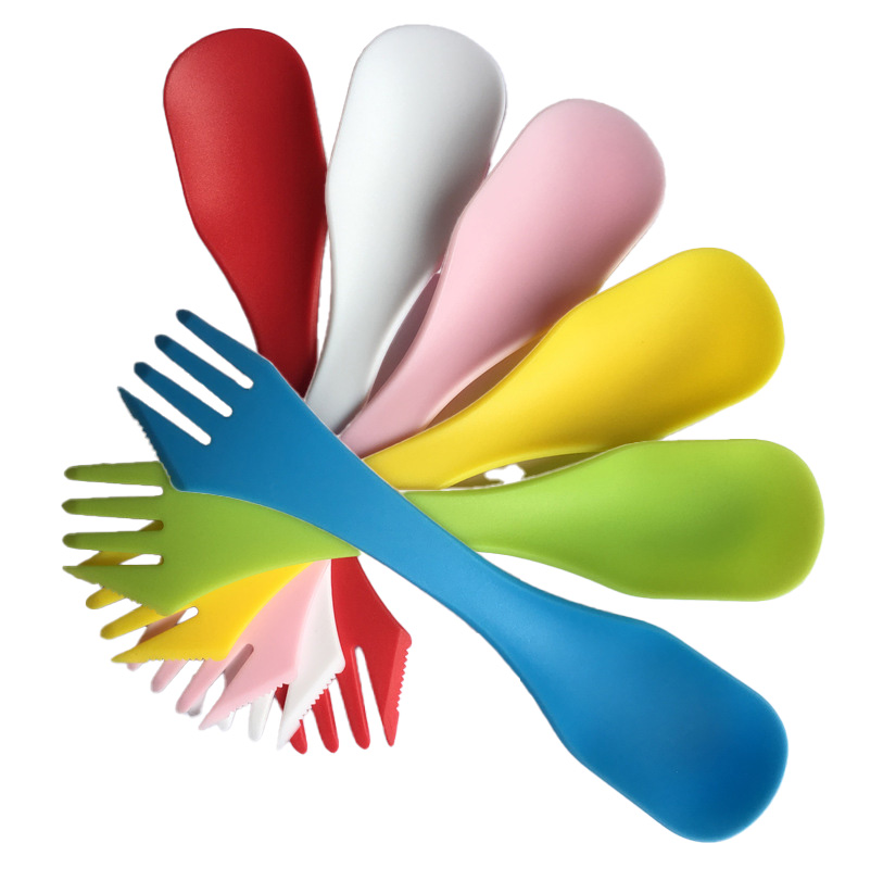 Plastic 3 In 1 Multifunction Knife Fork Spoon Spork, promotional tool with logo imprint 3