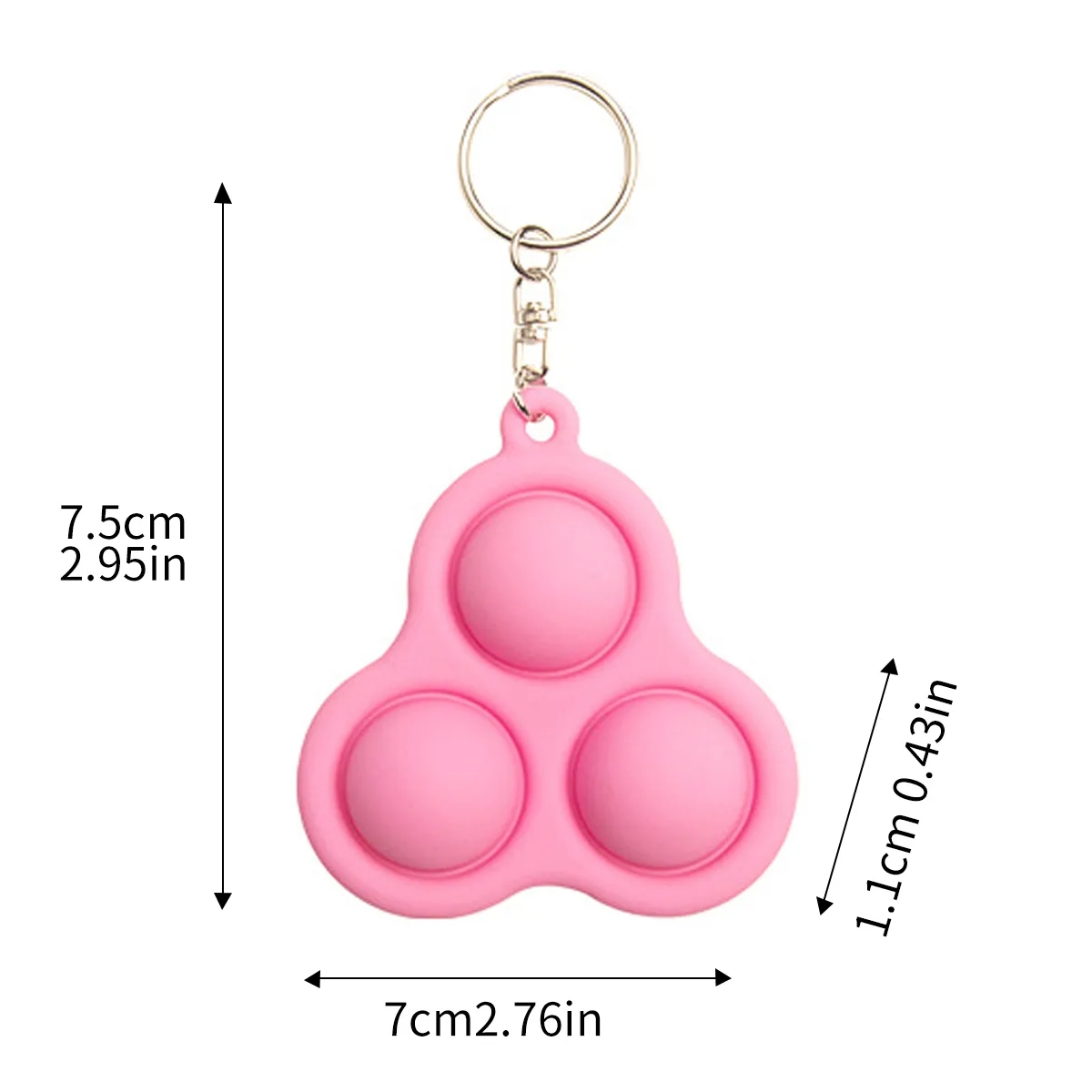 Silicone Pop Fidget Keychain Toy With Tri-Bubble Design 2