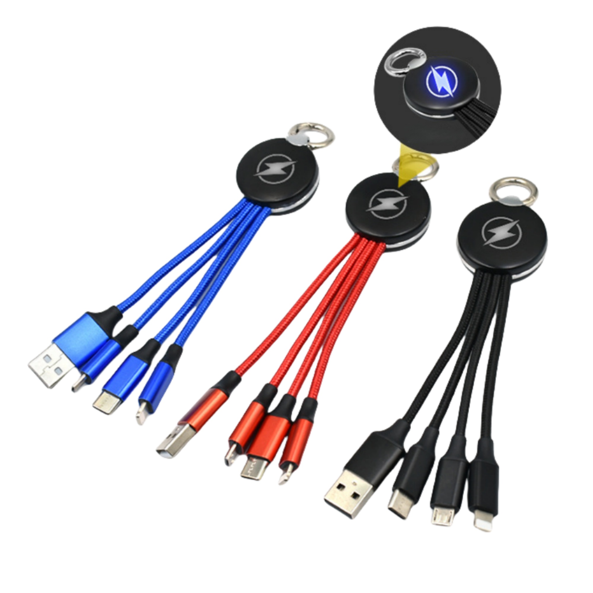 Multi Charging Cables with Round Carabiner 2
