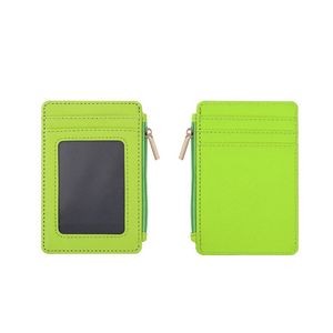 PU Leather Card Holder with Zippered Pocket 22