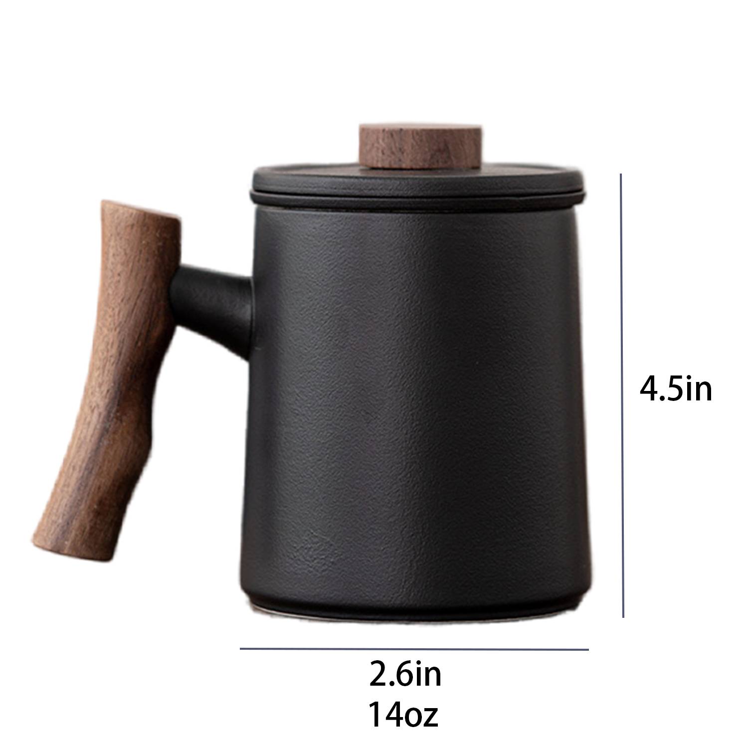 Ceramic Mug Customized with Walnut Handle Lid 3