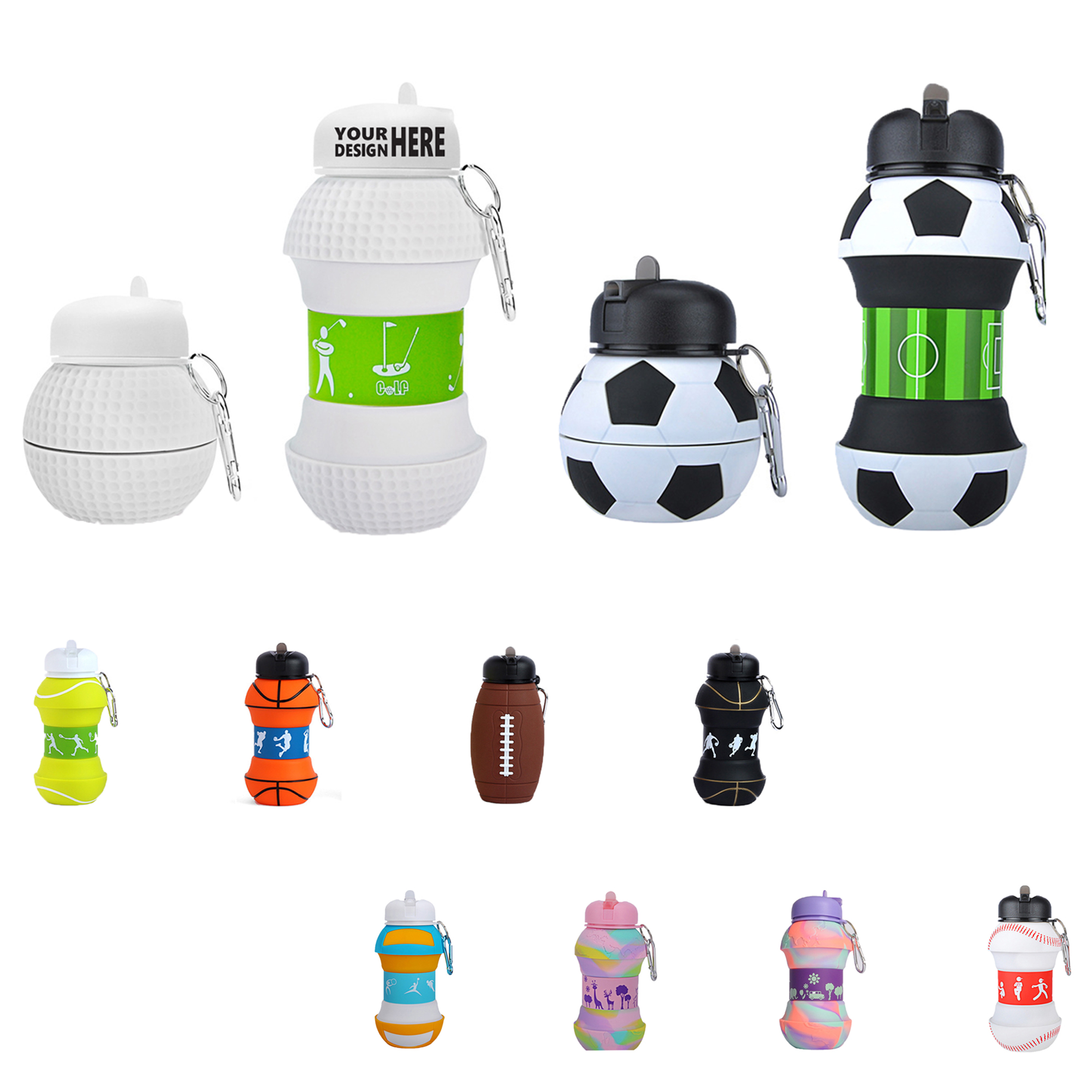 MOQ20 Folding Silicone Outdoor Eye-Catching Sports Kettle 2