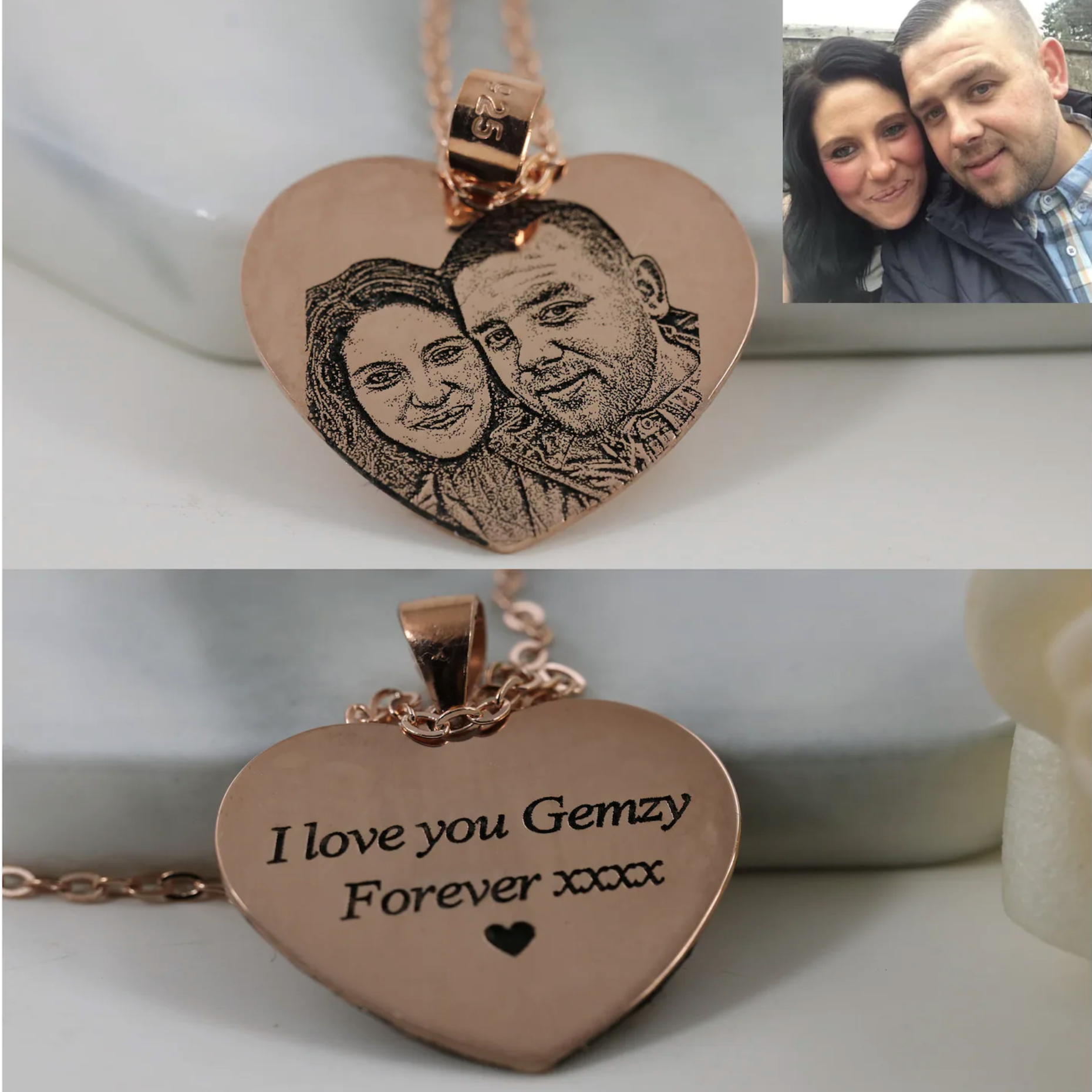 Personalized Engraved Stainless Steel Necklace - Heart 8