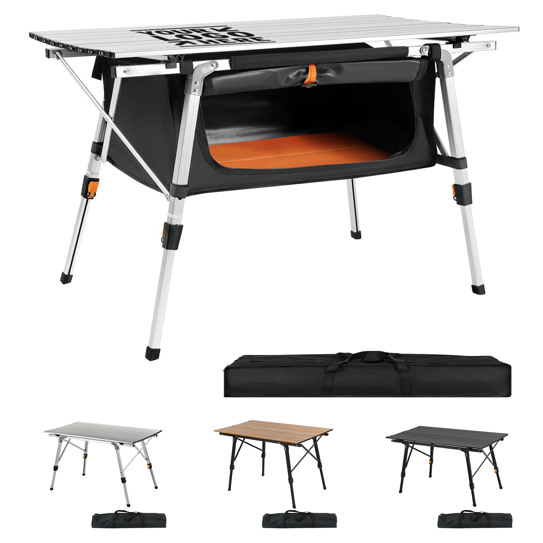 Roll-Up Aluminum Portable Beach Folding Camping Adjustable Height Picnic Table with Storage Bag  2