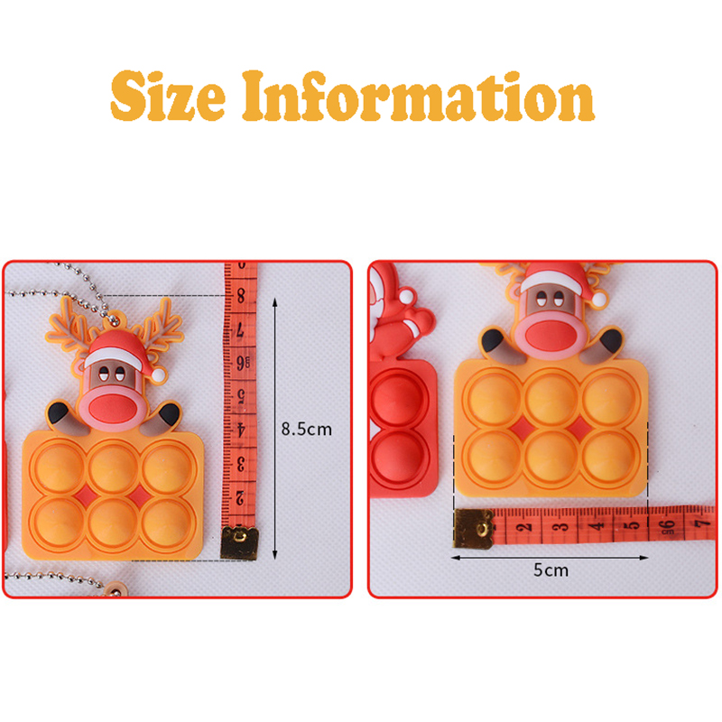 Silicone Christmas Mini Pop Bubble Fidget Toy Bubble Keychain 5