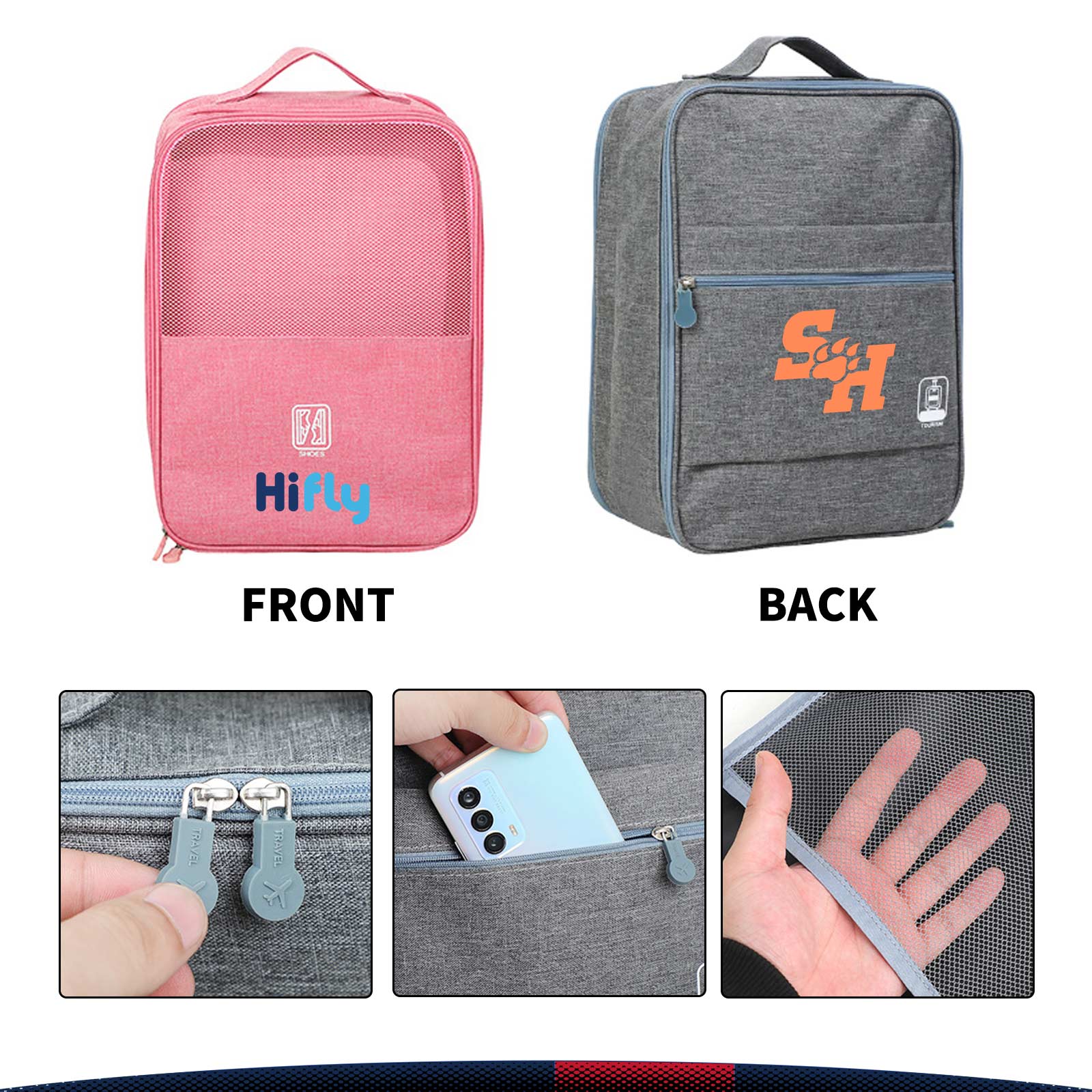 Zaffory Triple-Layer Travel Shoe Bag 4