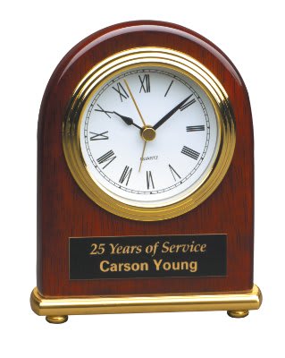 4" x 5" Rosewood Piano Finish Arch Desk Clock 2