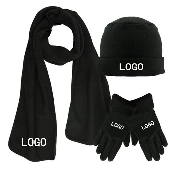 3 Pieces Polar Fleece Hat Scarf Glove Sets 2