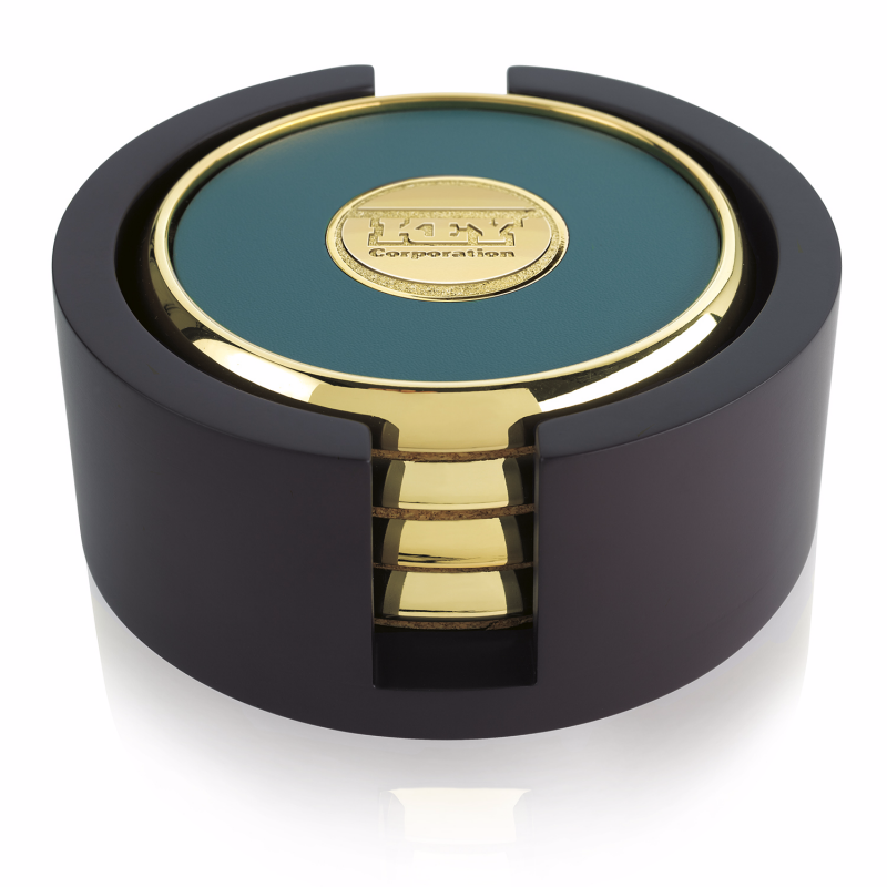 JAFFA® Four Round Coasters with Wood Tray 4