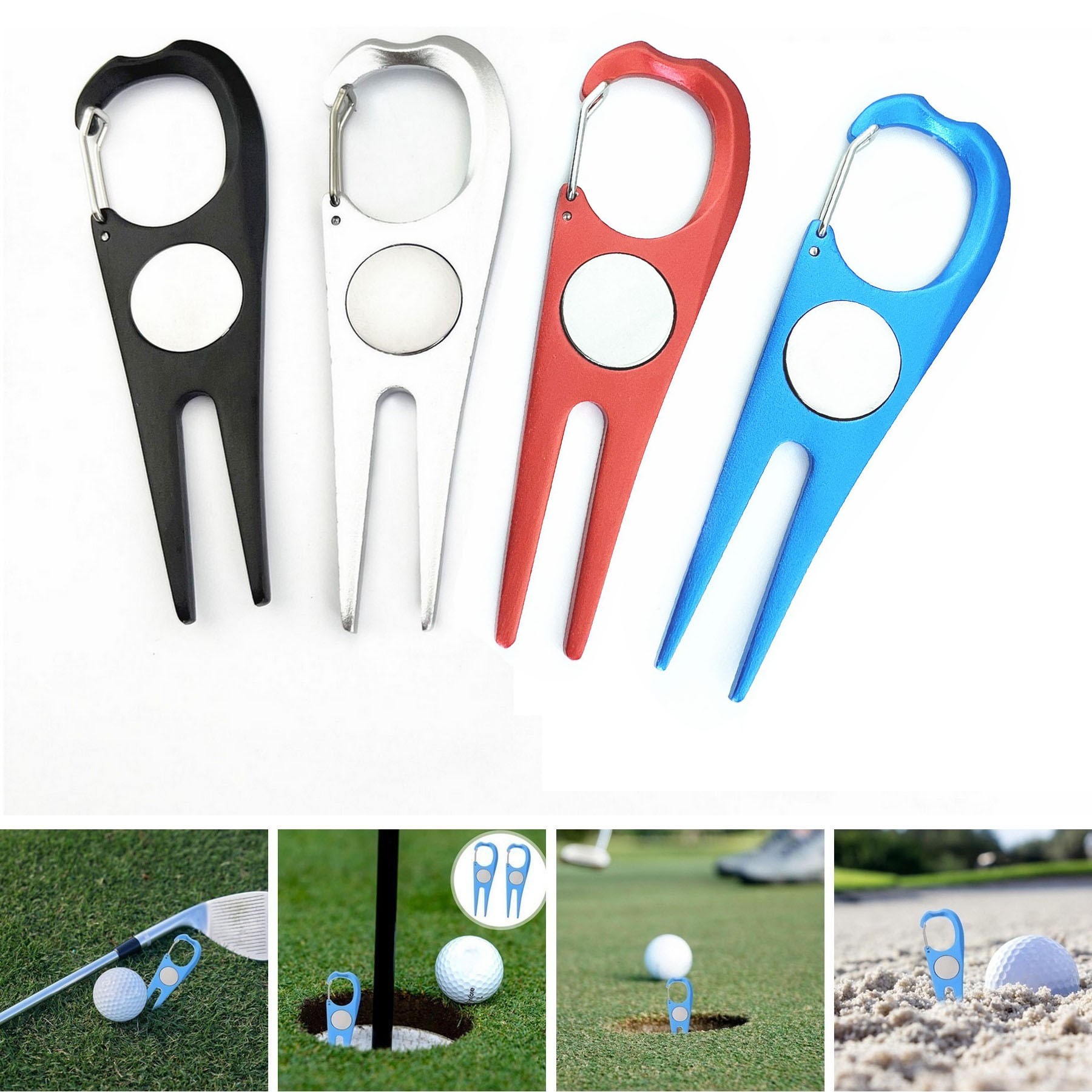 Aluminum Golf Green Fork Golf Ball Club Divot Repair Tool 16