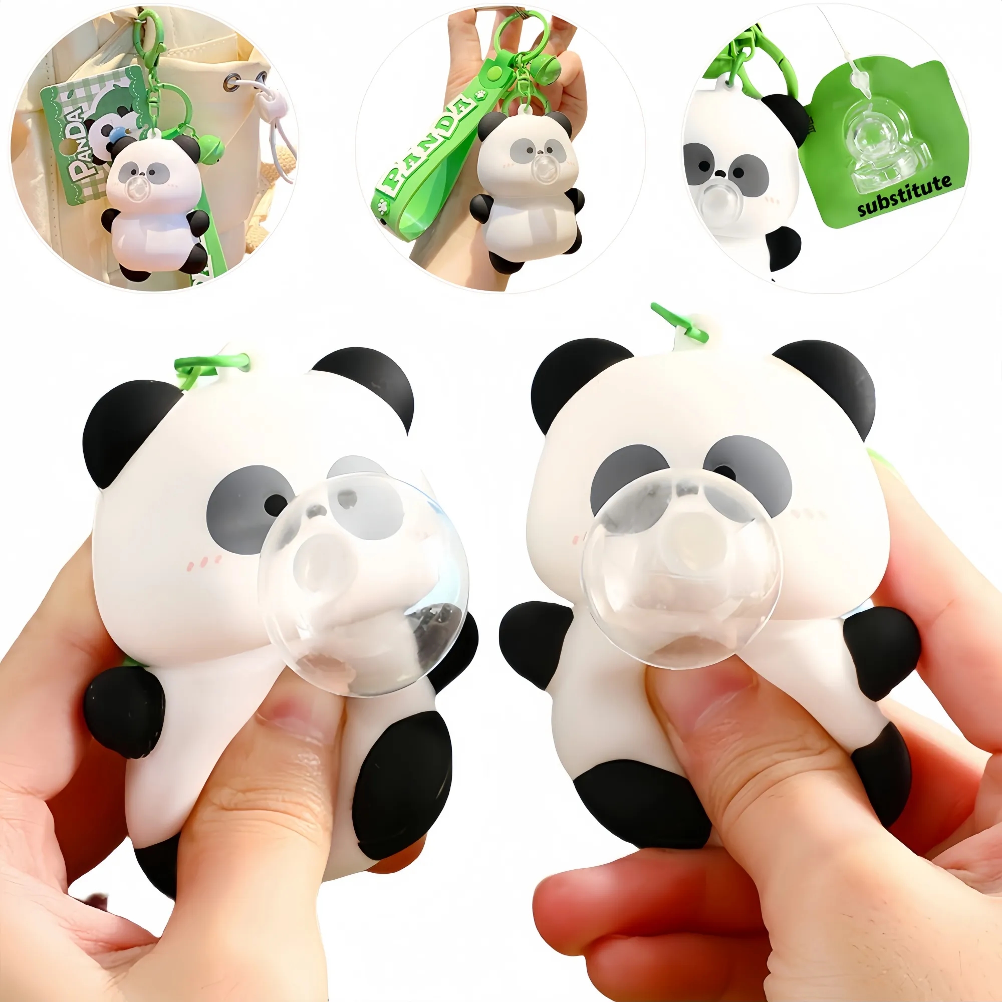 Silicone Bubble-Blowing Panda Keychain 1