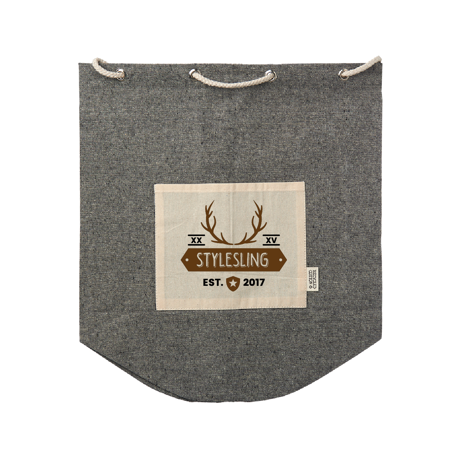 Recycled Cotton Drawstring Backpack (2 Color Imprint) 6