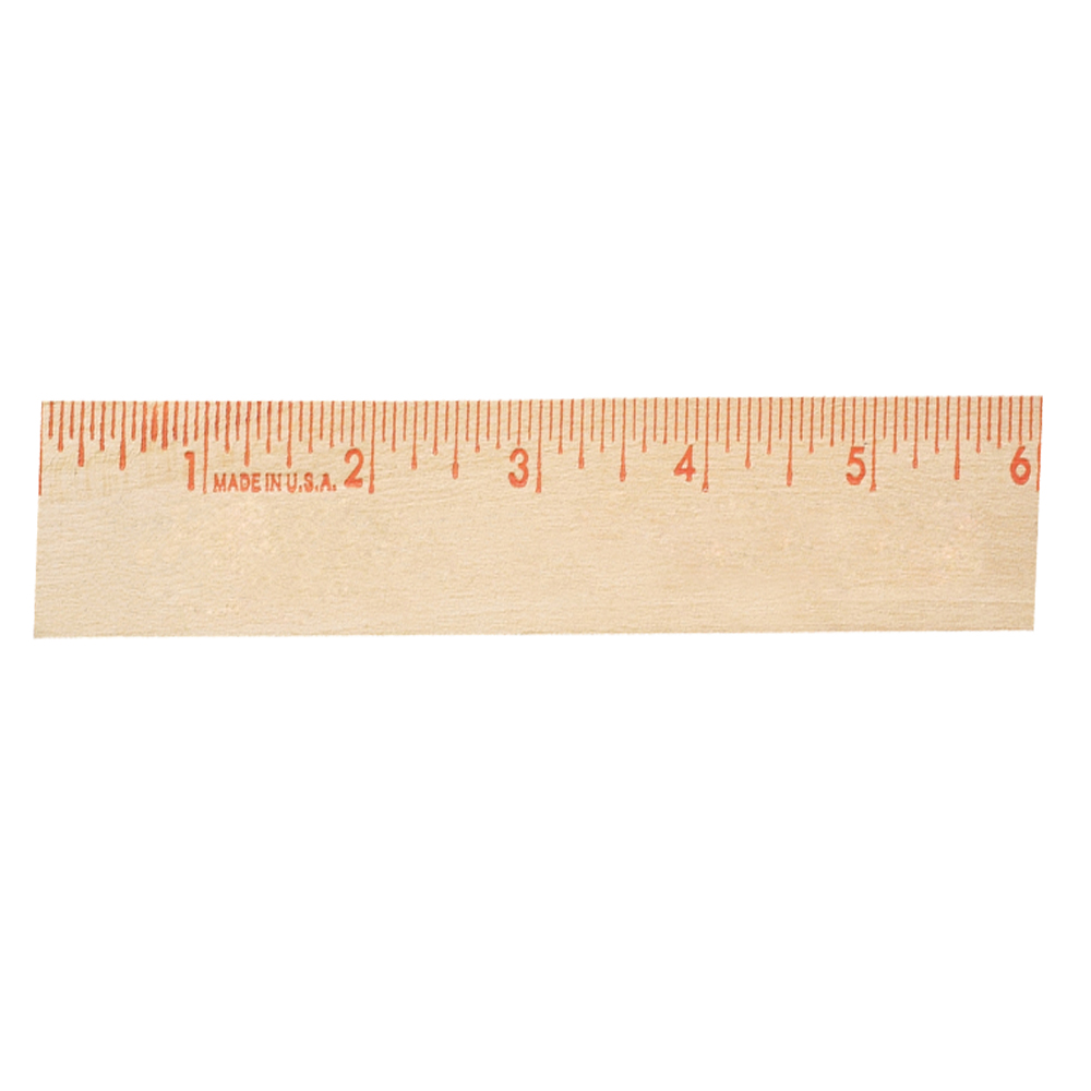 6" Natural Finish Flat Wood Ruler 1