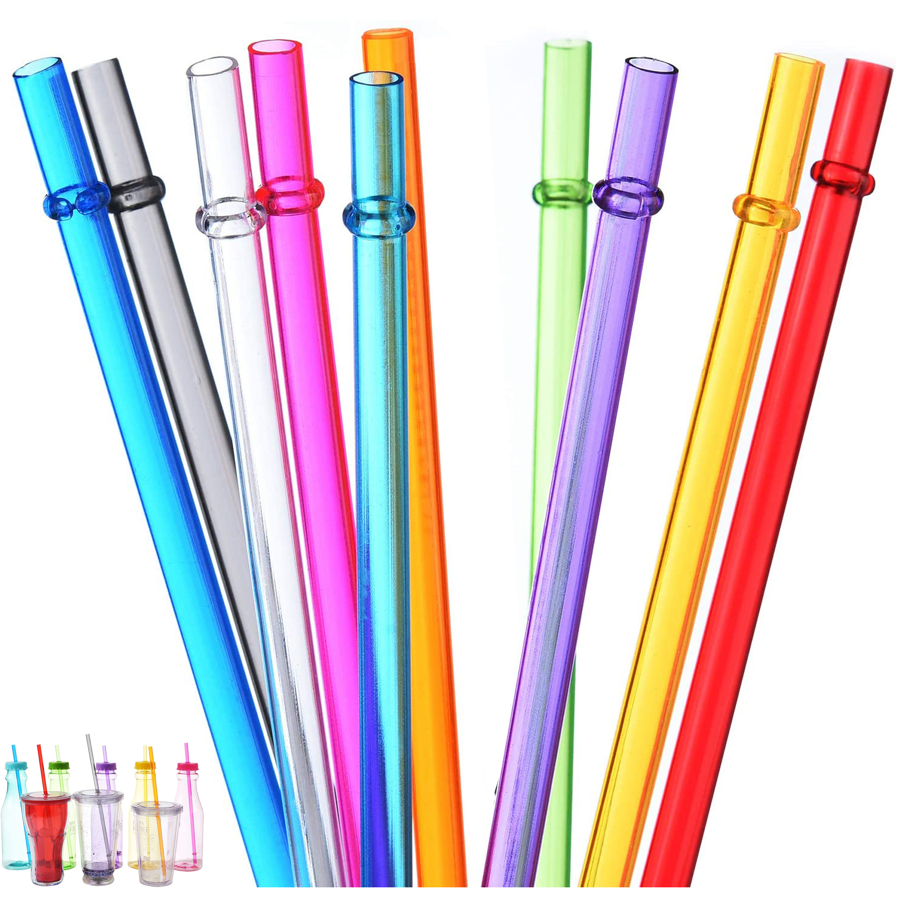 10 1/2 Inches Reusable Tritan Plastic Replacement Straws