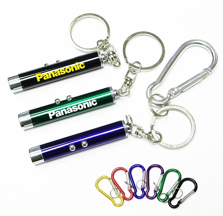 Dual function laser pointer and super bright LED flashlight with keychain. 1