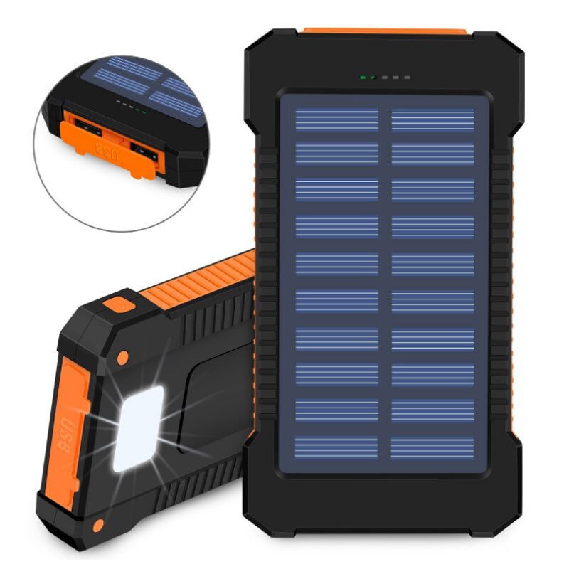 Dual-USB Solar Panel Power Bank with LED Flashlight 2