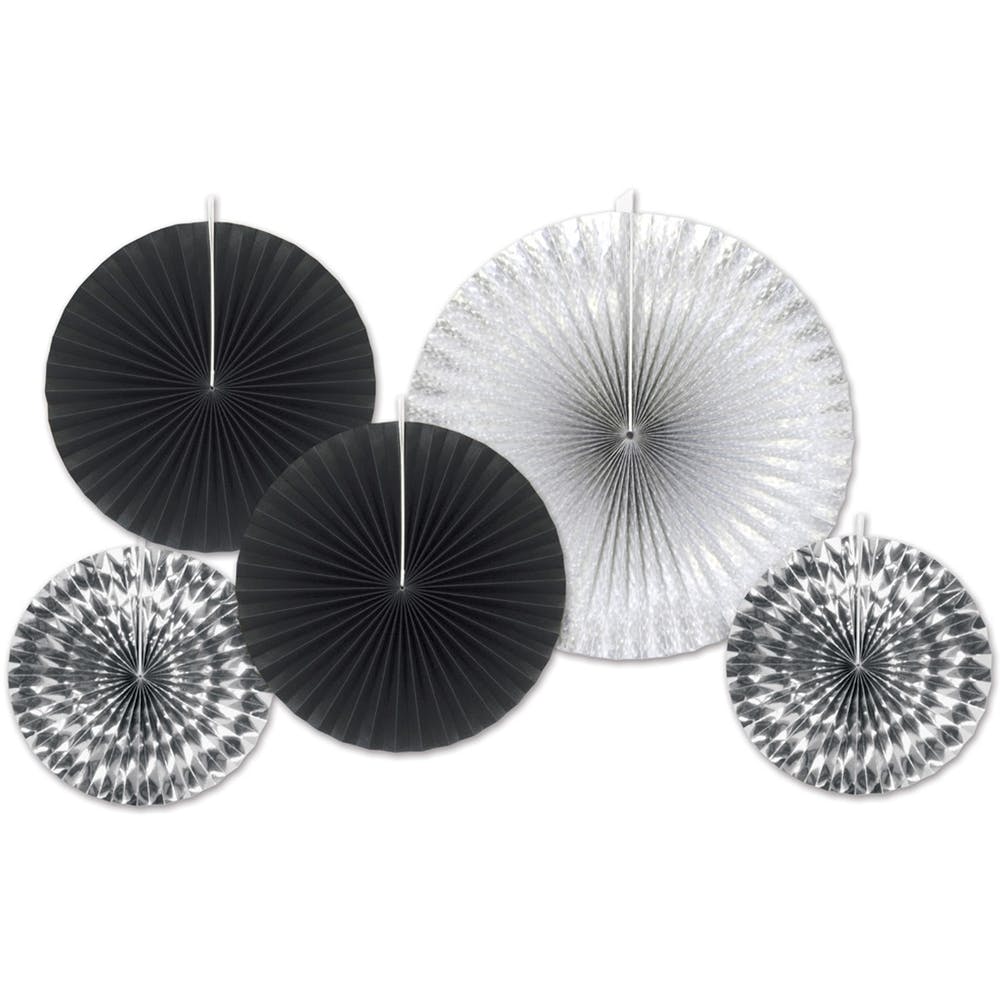 Decorative Paper Fans - Black & Silver 2