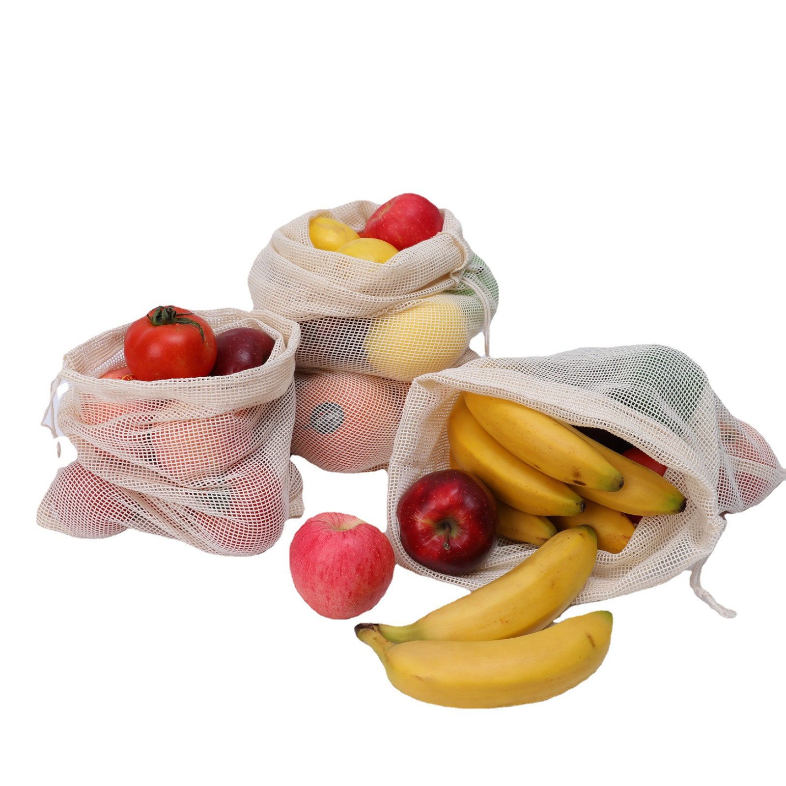 Drawstring Fruit and Vegetable Mesh Storage Shopping Bags 3