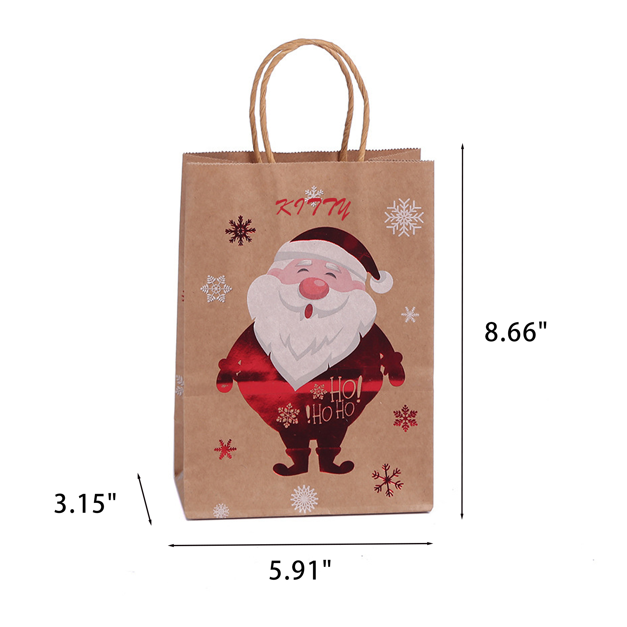 Christmas Kraft Paper Tote Bag (for Holiday Gifts) 1