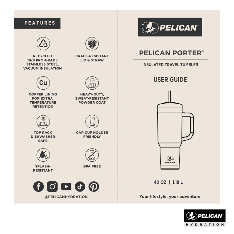 Pelican Porter™ 40 oz. Double Wall Stainless Steel Travel Tumbler - Glow Collection 27