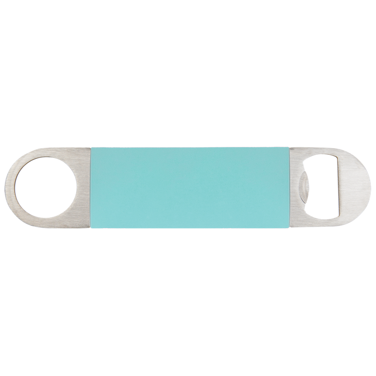 1 1/2" x 7" Teal/Black Bottle Opener with Silicone Grip 1