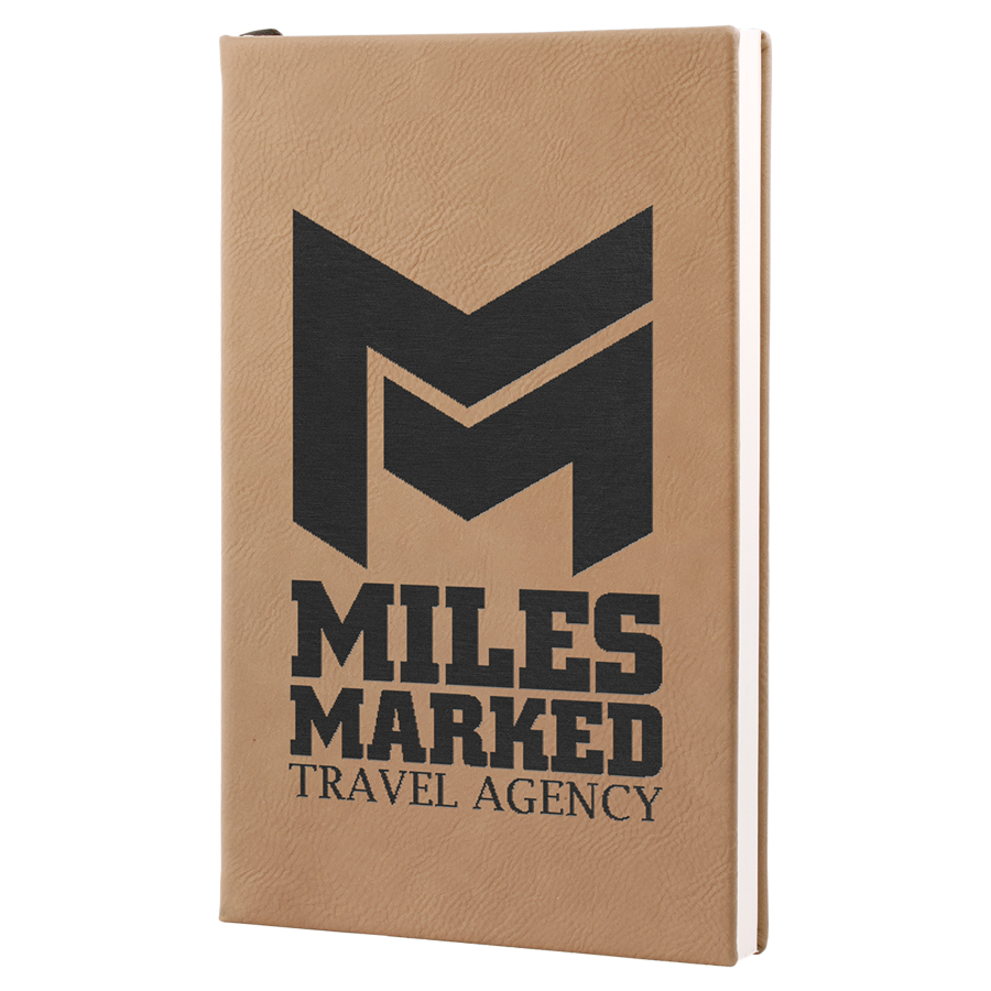 5 1/4" x 8 1/4" Light Brown Leatherette Journal 1